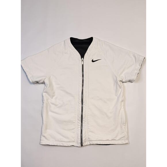 Nike Jacket Mens Medium Reversible Short Sleeve Zip Mesh Stars Camo Black Blue - Picture 9 of 15